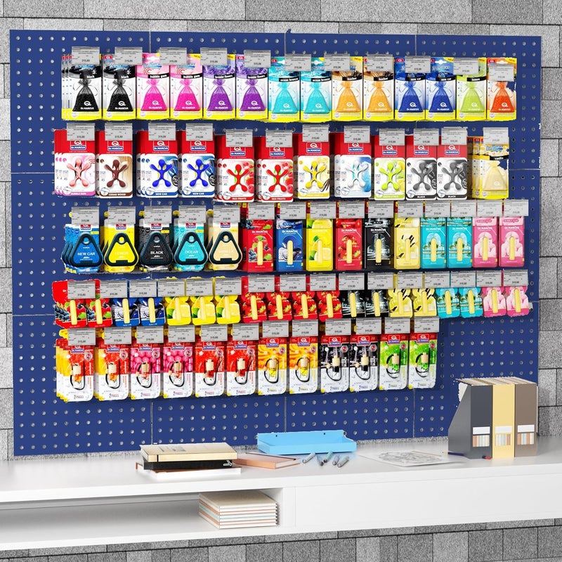 FZK Peg Board, 6PCS Metal Pegboard, Heavy Duty Pegboard Wall Organizer with Frame. Pegboard for Walls, Garage, Workbench, Craft Room Tool Organization, Metal Pegboard Panels 12in*12in,Blue - Image 5